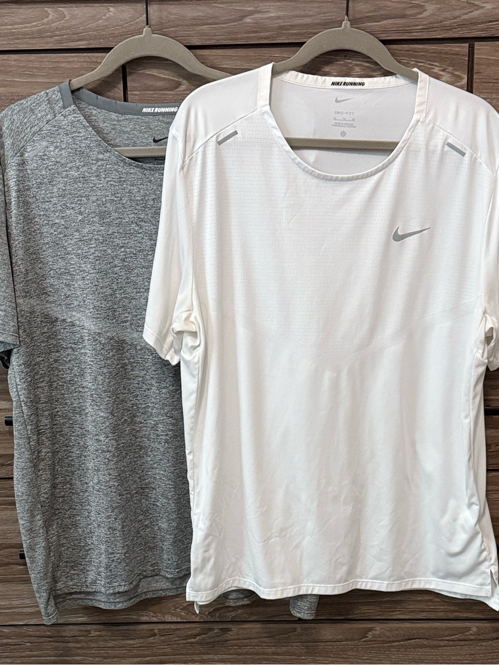 Nike Rise 365 Dri-FIT Short-Sleeve Running Shirts Size XL Heather Grey & White